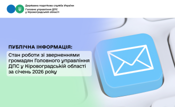 Стан роботи зі зверненнями громадян Головного управління  ДПС у Кіровоградській області за січень 2026 року